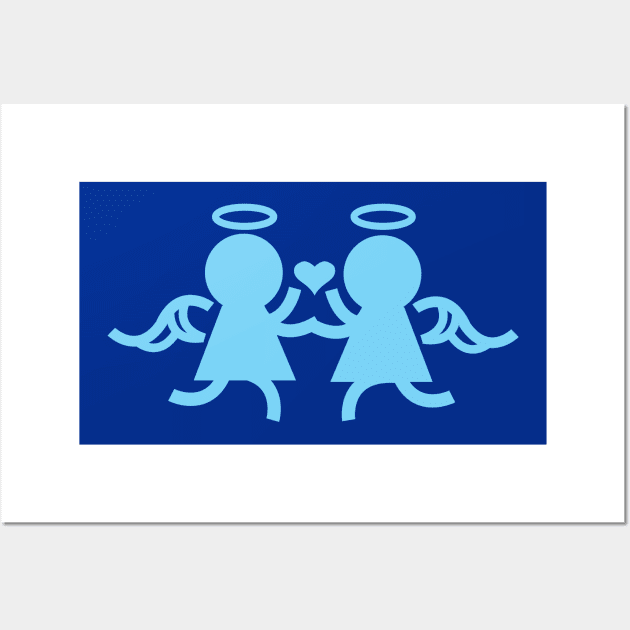 Light Blue Twin Angels Holding Hands Wall Art by Robin Studio